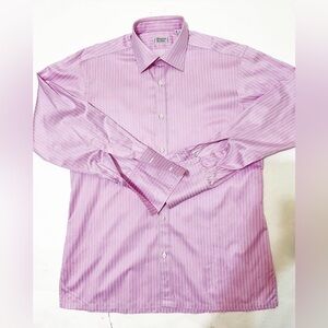 Charvet Men French Cuff Shirt Striped Rare 17 X 43 Pink White Mint